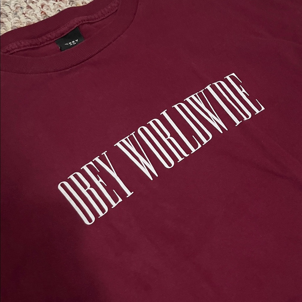 Obey Burgundy Long Sleeve Tee